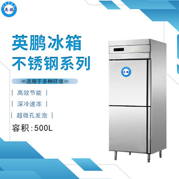 花都英鵬雙門不銹鋼冰箱雙溫大容量立式廚房冷柜500L